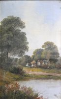 Lot 238 - Wray, a pair of river landscapes, oil on canvas, framed, both 54.5cm x 39.5cm. (2)