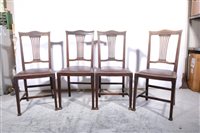 Lot 290 - Set of six Edwardian stained walnut dining chairs