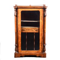 Lot 380 - Victorian figured walnut and inlaid music cabinet