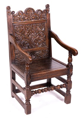 Lot 438 - A joined oak chair, late 17th Century and later