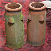 Lot 475b - Pair of terracotta vented chimney pots