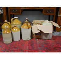 Lot 475E - Collection of stoneware flagons, including cider flagons.