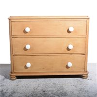 Lot 390 - Victorian stripped pine chest of drawers
