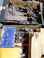 Lot 462 - Carpentry hand tools, including Record planes, set squares, files, hammers, chisels, etc.