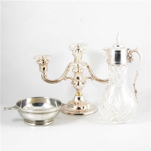 Lot 97 - Cut glass claret jug, silver plated mounts, 33cm
