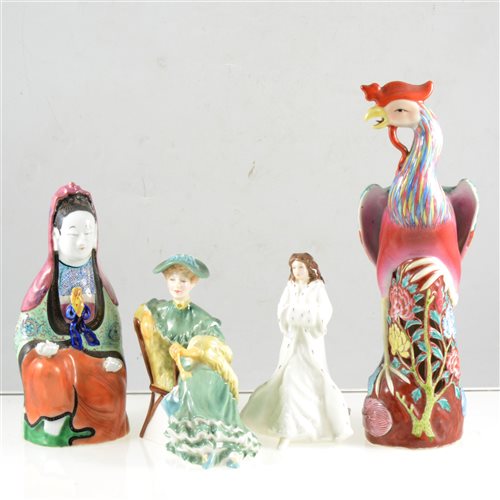 Lot 8 - Five Royal Doulton figures, Oriental ceramics, and a Beswick shire horse.