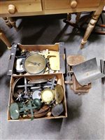 Lot 156 - Two boxes of assorted kitchen scales and weights.
