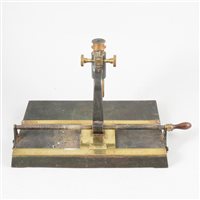 Lot 110 - Victorian iron and brass travelling microscope