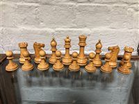 Lot 201 - Box and ebony chess set, Staunton Pattern.