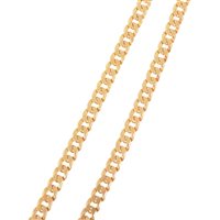 Lot 258 - A 9 carat yellow gold flat curb link chain necklace, 7mm gauge, 55cm long, approximate weight 34gms.