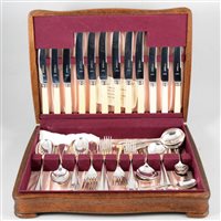 Lot 119 - A canteen of silver plated cutlery, oak case.