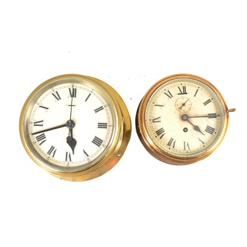 Lot 78 - Small brass cased ships wall clock, diameter 18cm