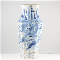 Lot 47 - An unusual Chinese porcelain vase, squeezed lozenge form