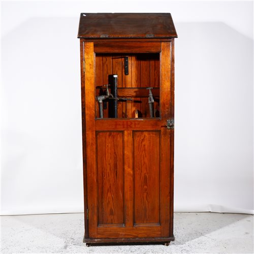 Lot 500 - A pitch pine Gothic Revival style Fire Station hydrant cupboard