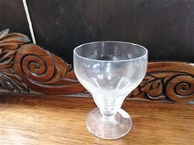 Lot 65 - Near pair of Regency style cut-glass mallet-shape decanters, ...