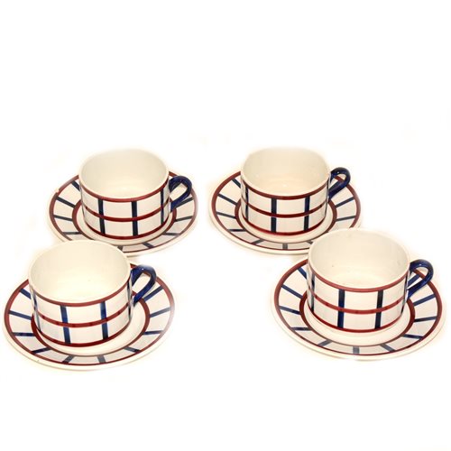 French Pottery teaware, including six cups, saucers and side plates, and a...