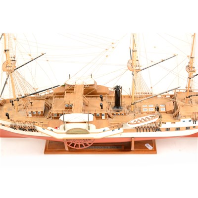 Lot 132 - Hand built scale model paddle-steamer boat, L'Orenogue 1848, France