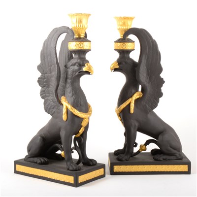 Lot 33 - A pair of limited edition Masterpiece Collection 'Griffin Candlesticks', by Wedgwood.