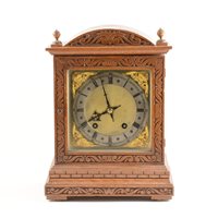 Lot 181 - German oak case mantel clock, ...