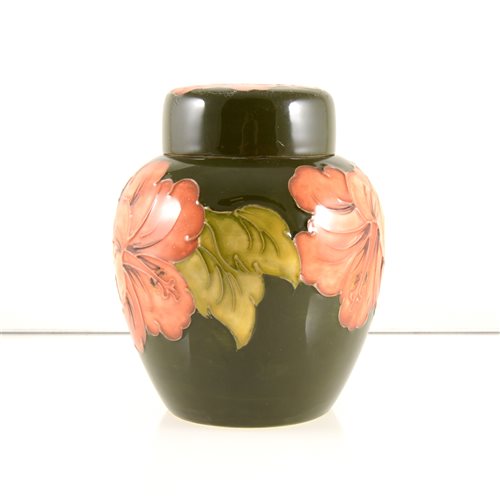 Lot 533 - A Moorcroft Pottery ginger jar and cover, 'Hibiscus' design.