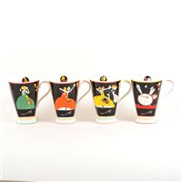 Lot 65 - Wedgwood/Bradford Exchange - Eight Clarice Cliff plates and eight Age of Jazz Art Deco Beakers (16).