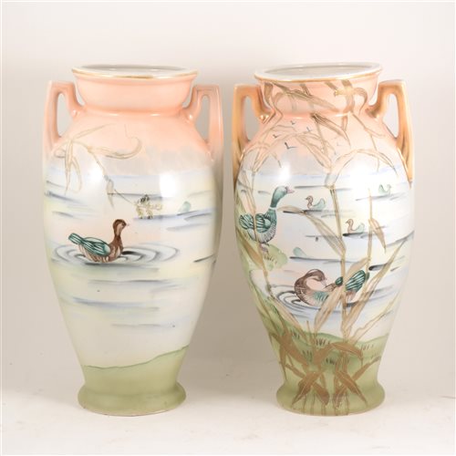 Lot 38 - A pair of Nippon  Japanese decorated vases.