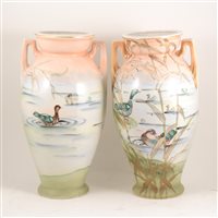 Lot 38A - A pair of Nippon  Japanese decorated vases.