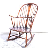 Lot 458 - Ercol stained beech and elm rocking chair