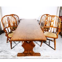 Lot 451 - Modern oak refectory style dining table, ...