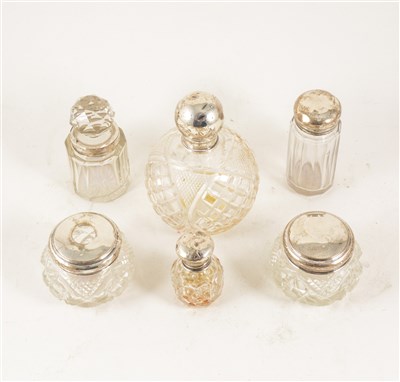 Lot 154 - Cut-glass spherical scent bottle, ...