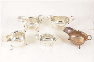 Lot 155 - Near pair of silver sauceboats, S Blankensee & Son, Chester and Birmingham 1926