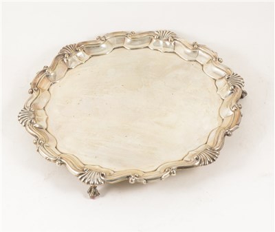 Lot 172 - Victorian circular silver salver, Goldsmiths & Silversmiths Co., London 1893