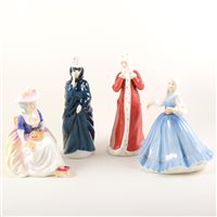 Lot 9 - Collection of ten Royal Doulton Ladies, including Kathleen HN100, Masque, Winter Time, Ninette, Cally and Alison, together with four seconds.