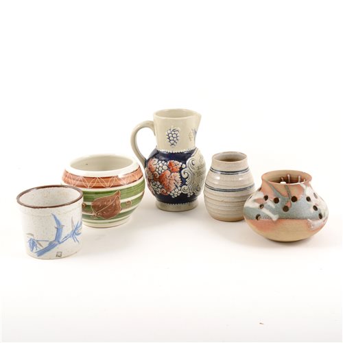 Lot 34 - Poole stoneware model of an Owl, 10cm, two Poole stoneware Wildlife dishes, Spode Bluebird dinnerware, decorative china including a bone china dressing table set, (2 boxes).