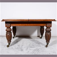 Lot 281 - Victorian oak extending dining table, ...
