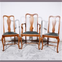 Lot 373 - Set of six oak high-back dining chairs