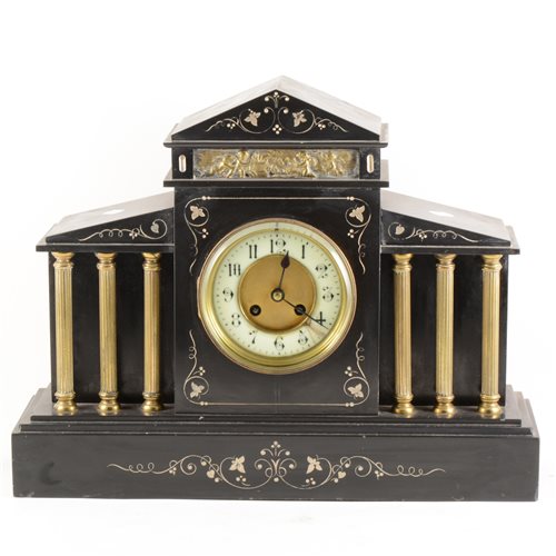 Lot 118 - French black marble mantel clock, ...