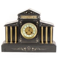 Lot 118 - French black marble mantel clock, ...