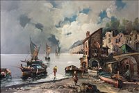 Lot 243 - Johan Neumann, maritime scene, signed, oil on canvas.