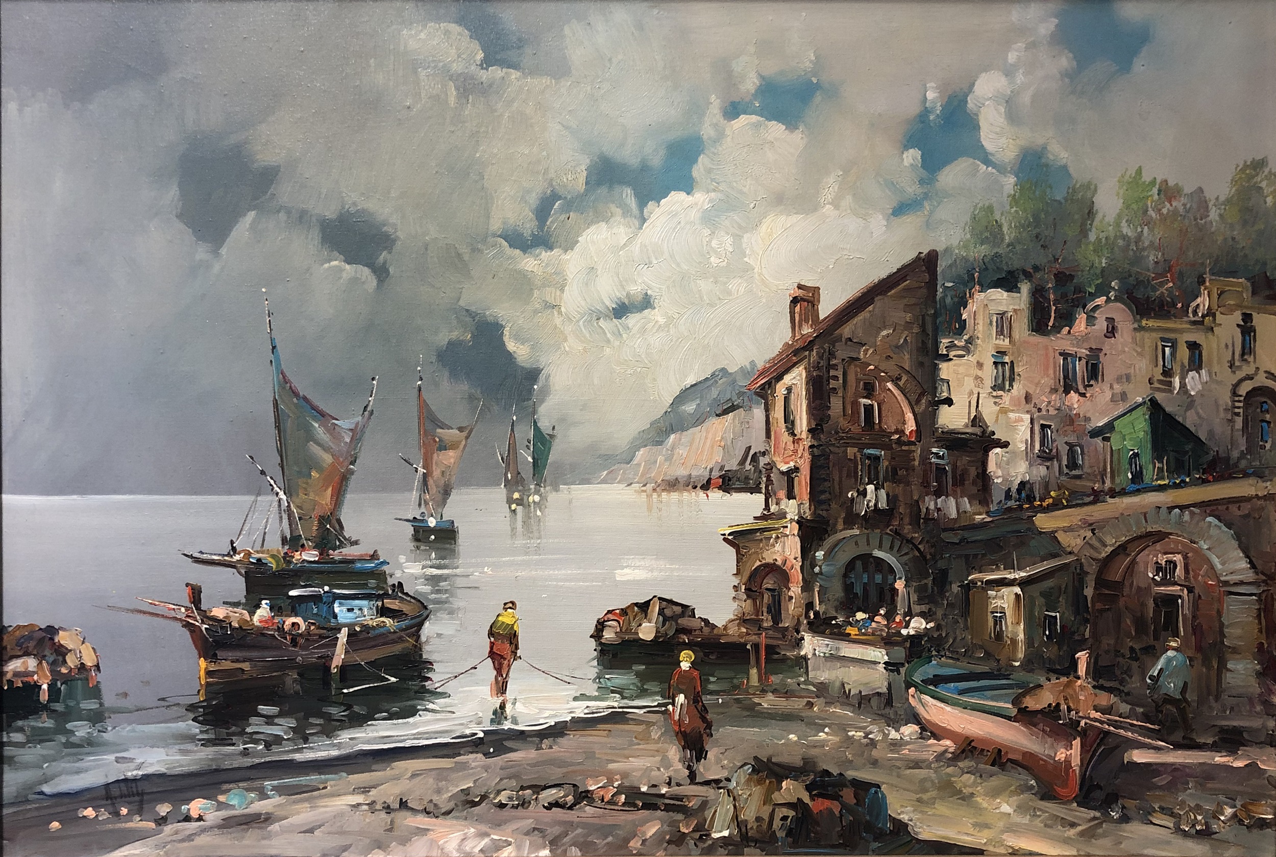 Lot 243 - Johan Neumann, maritime scene, signed, oil