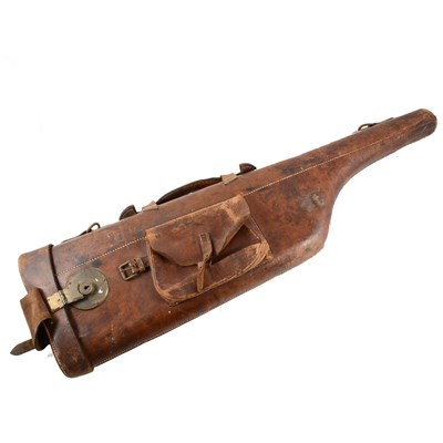 Lot 188 - An old leather 'Leg of Mutton' gun case, named 'Colonel Shelley', ...