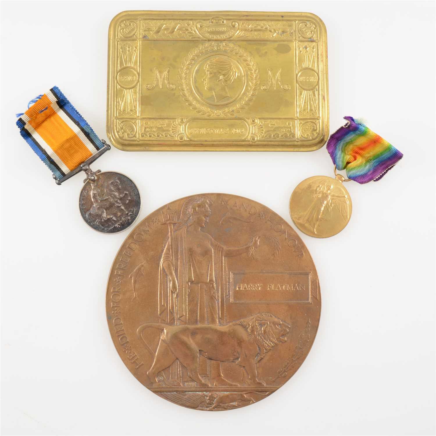Lot 174 - Medals; WWI pair and death penny, 316092 Pte. Harry Flatman Middlesex Regiment