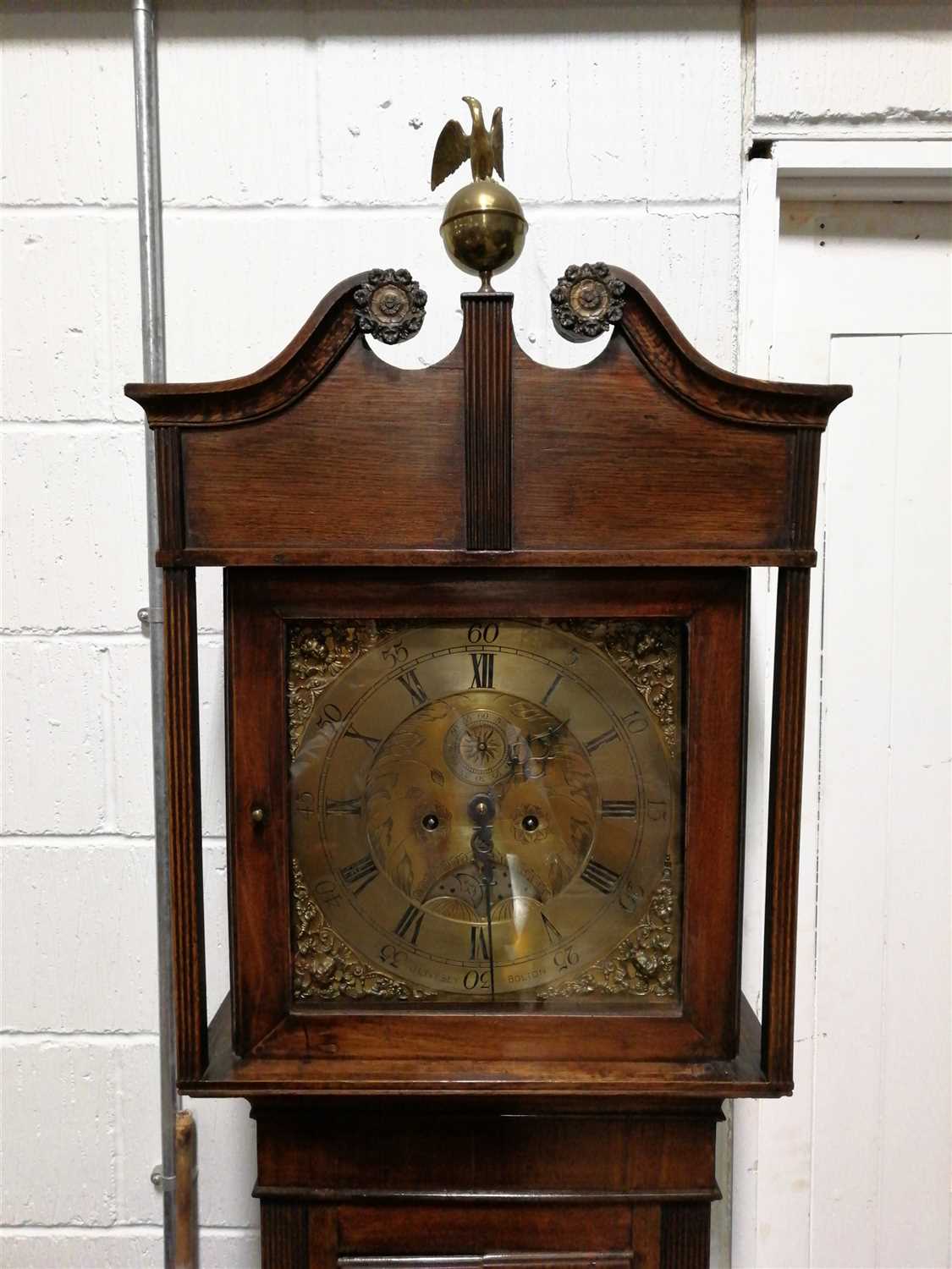 Lot 206 - Oak longcase clock, brass dial, adapted, eight day movement.