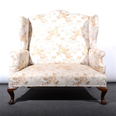 Lot 375 - George II style wing-back small settee, ...
