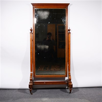 Lot 417 - Late Victorian mahogany cheval mirror, ...