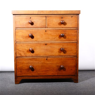 Lot 356 - Victorian mahogany chest of drawers, two short over three long drawers.