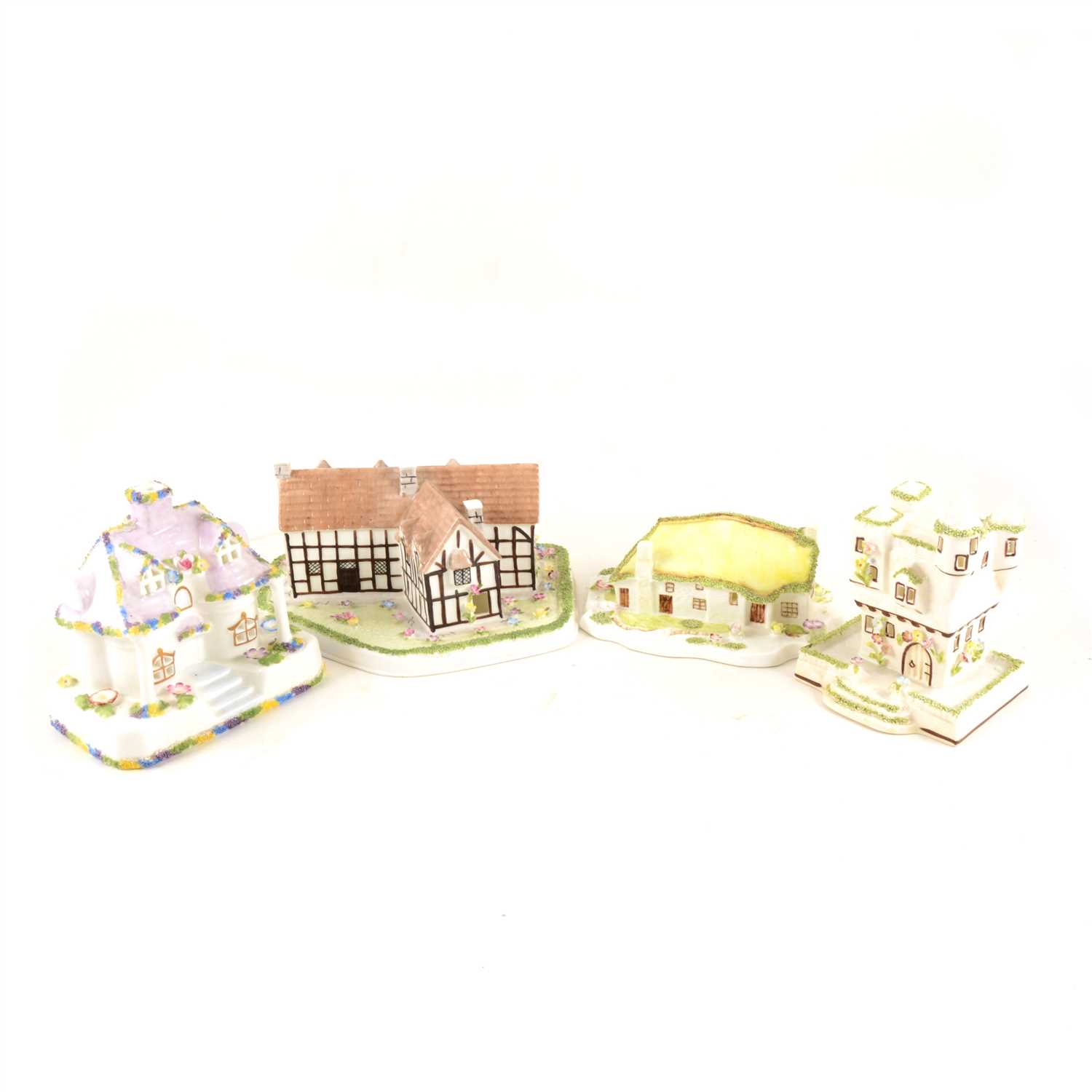 Lot 38 - A collection of Coalport cottages, to include Watchdog Corner, with limited edition certificate, 231/500, Summer House, with limited edition certificate, 121/500, Shakespeare's Birthplace