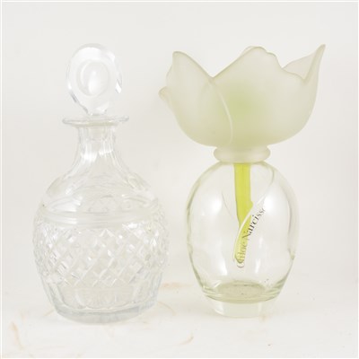 Lot 48 - A Chloe Narcisse oversize fragrance bottle for shop display, 32cm, a Royal Brierley large cut glass decanter etched with the name Harrods 34cm.