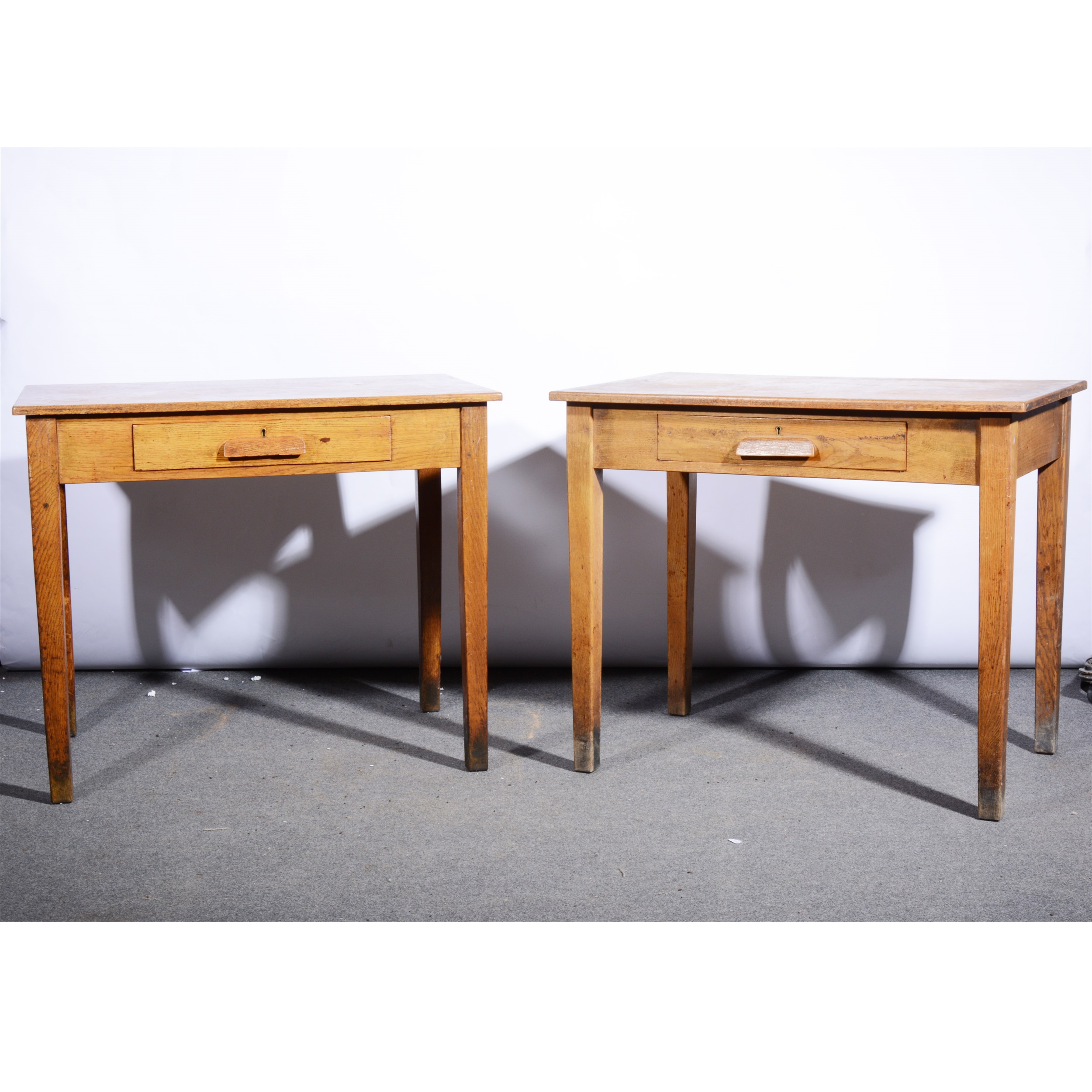 Lot 309 Pair of oak office side tables,