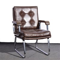 Lot 688 - A leather and chrome framed armchair, by Verco.